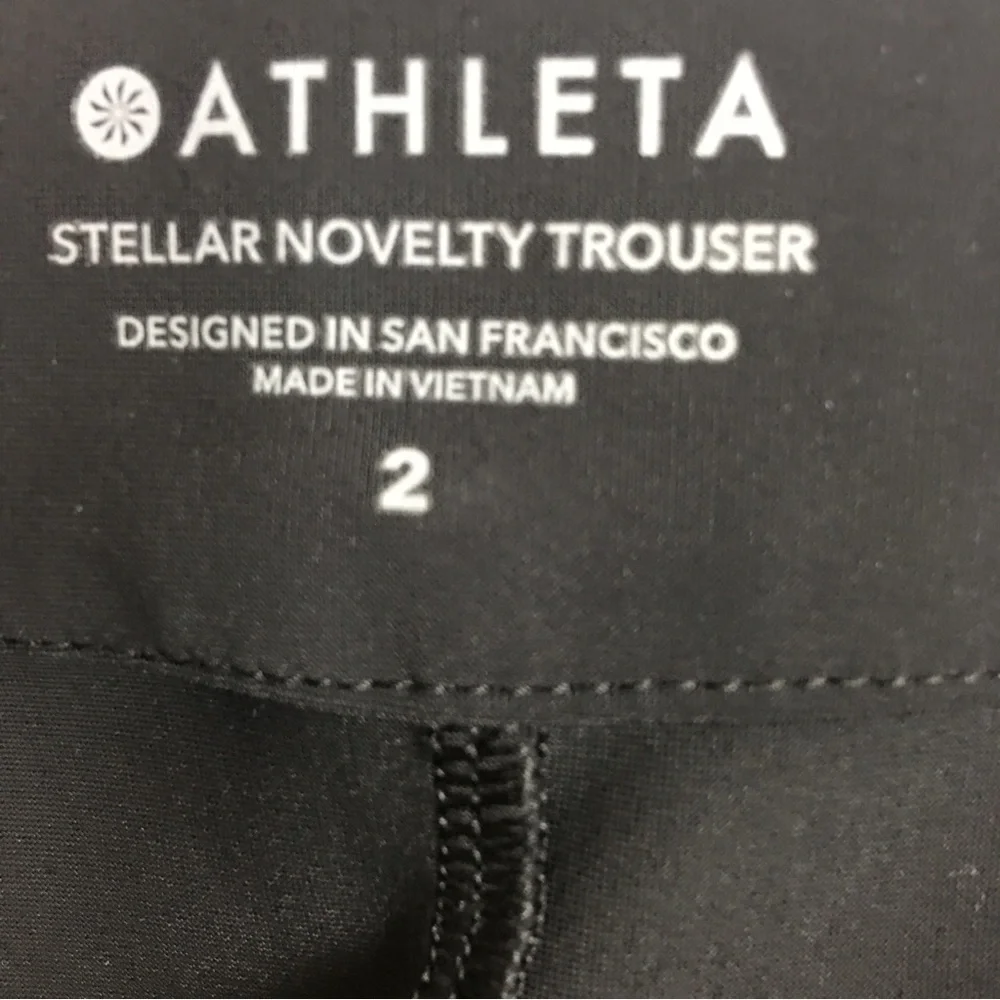 Athleta Black Slim Track Pants with Red Side Stripe